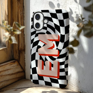 Retro Chequerboard Aesthetic Monogram iPhone 16 Plus Case
