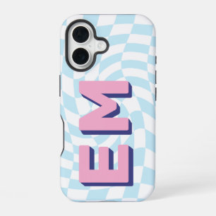 Retro Chequerboard Aesthetic Monogram iPhone 16 Case