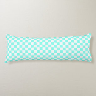Retro Chequerboard, Aqua & White Body Pillow