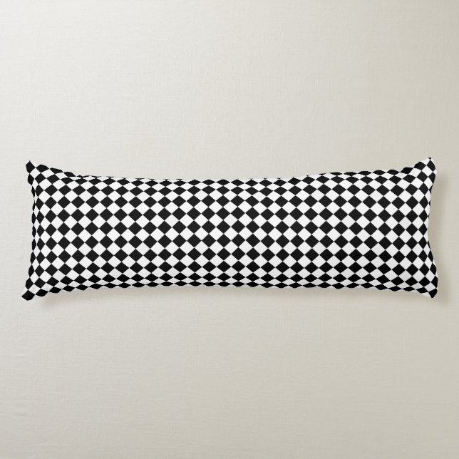 Retro Chequerboard, Black & White Body Pillow (Front)
