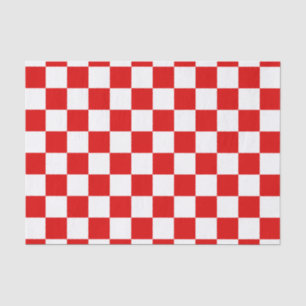 Retro Chequerboard Chequered Board Red Christmas  Tissue Paper