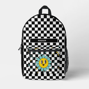 Retro Chequerboard Daisy  Printed Backpack