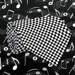retro chequerboard micro pattern black &white tie