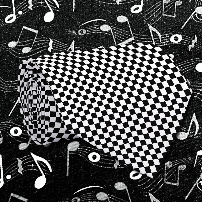 retro chequerboard micro pattern black &white tie (Creator Uploaded)