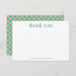 Retro Chequerboard Mint Green Custom Bridal Shower Thank You Card