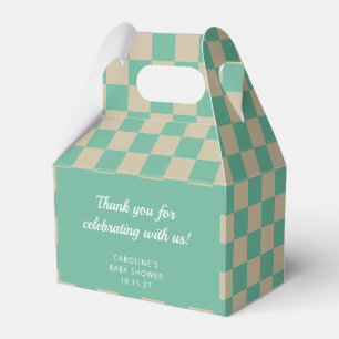 Retro Chequerboard Mint Shower Custom Thank You Favour Box