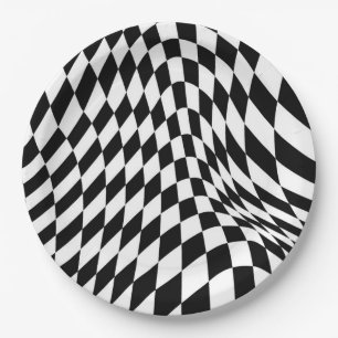Retro Chequerboard  One Happy Dude Party Paper Plate