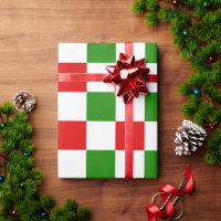 Retro Chequerboard Red and Green Christmas