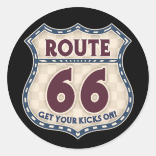 Retro Chequered 66 Classic Round Sticker