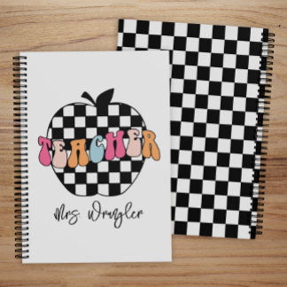 Retro Chequered Apple Cute Teacher Planner