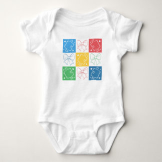 Retro Chequered Autism Awareness Coquette Bow Baby Bodysuit