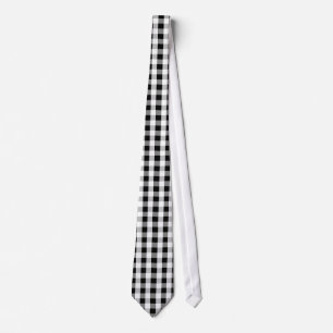 Retro Chequered Black White Grey Tie