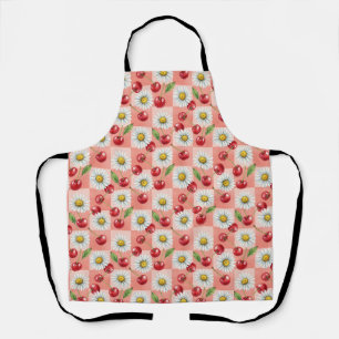 Retro Chequered Cherries and Daisys Apron