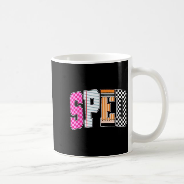 Retro Chequered Funny Sped Back To School Coffee Mug (Right)
