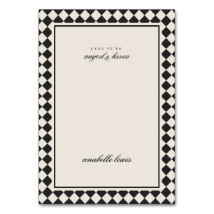Retro Chequered Guest Name Wedding Place Card
