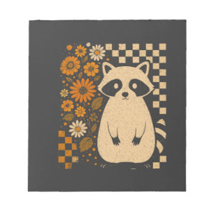 Retro Chequered Halloween Racoon Notepad