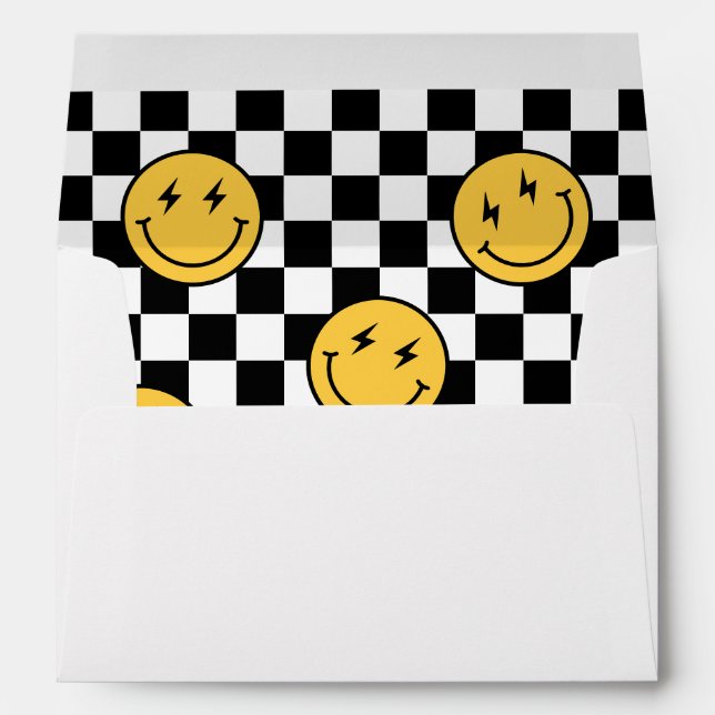 Retro Chequered Happy Face Birthday Envelope (Back (Bottom))