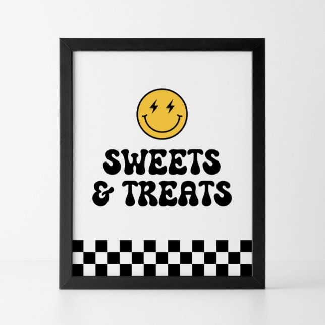 Retro Chequered Happy Face Sweets and Treats Poster (Creator Uploaded)