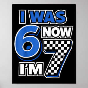 Retro Chequered I was 6 Im 7 Year Old 7th Birthday Poster