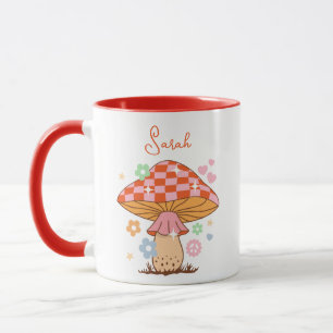 Retro Chequered Mushroom Disco Ball Mug
