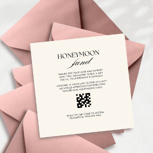 Retro chequered pattern Honeymoon fund QR code Enclosure Card