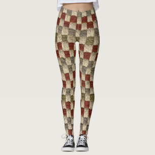 Retro Chequered Potholder Design Leggings