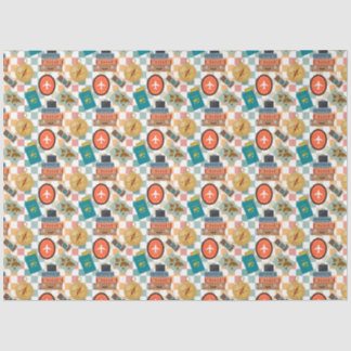 Retro Chequered Vacation Travel Themed  Tissue Paper