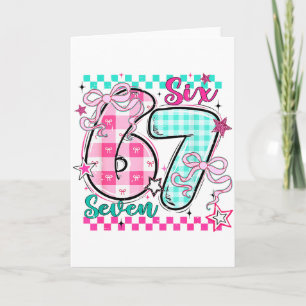 Retro Chequered Valentine Six Seven Meme 67 Viral  Card