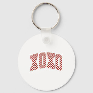 Retro Chequered Xoxo Valentine Vibes Valentines Da Key Ring