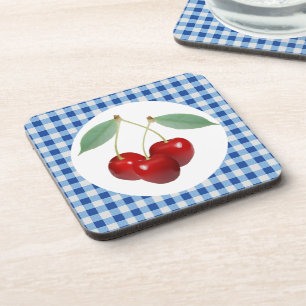 Retro Cherries Cork Coasters