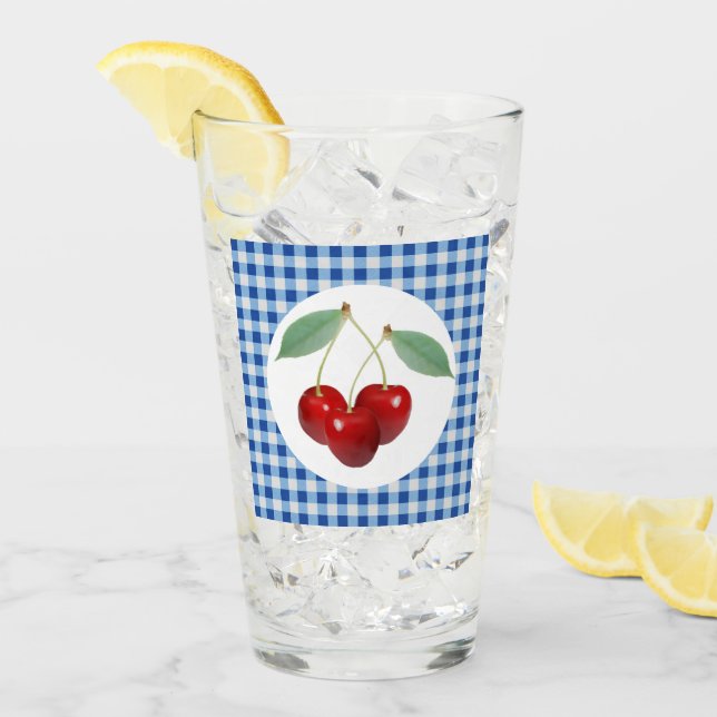 Retro Cherries Drinking Glass (Front Ice)