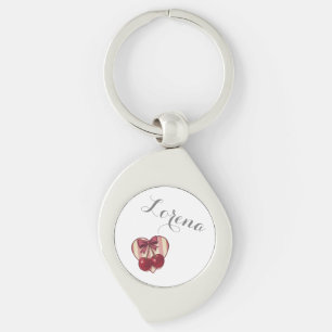 Retro Cherries Heart Design with Bow Cute Vintage Key Ring