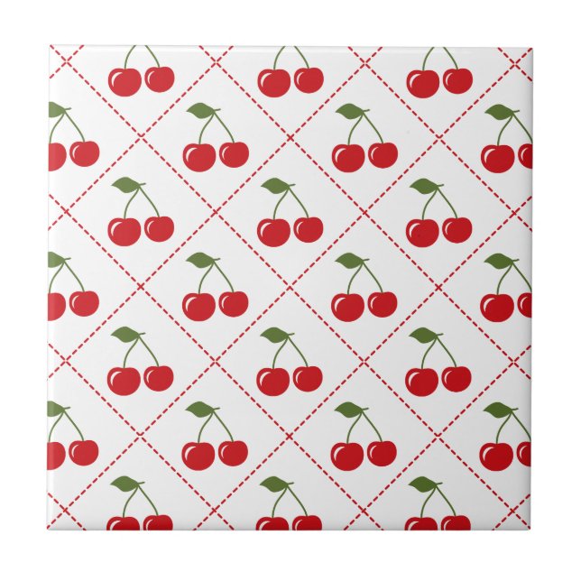 Retro Cherry Argyle Tile (Front)