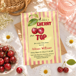 Retro Cherry Cafe Baby Shower Invitation