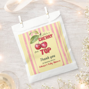 Retro Cherry Cafe Red Yellow Baby Shower Favour Bag