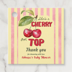 Retro Cherry Cafe Red Yellow Baby Shower Favour Tags