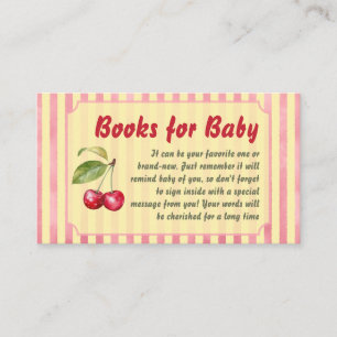 Retro Cherry Cafe Red Yellow Books For Baby Shower Enclosure Card
