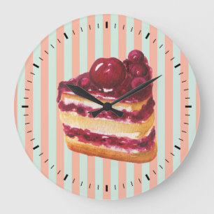 Retro Cherry Cake Wall Clock