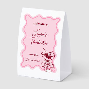 Retro Cherry Cocktail Birthday Welcome Sign