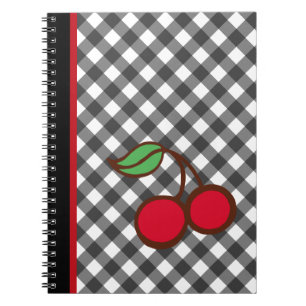 Retro Cherry Gingham School Kitchen Notebook