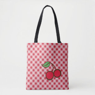 Retro Cherry Gingham Tote Bag Gift