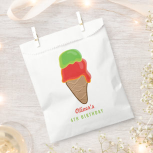Retro Cherry & Lime Ice Cream Cone Kid's Birthday Favour Bag
