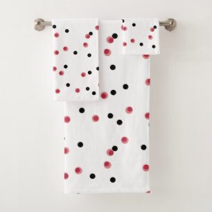 Retro Cherry Pop Mid-Century Dots Bath Towel Set