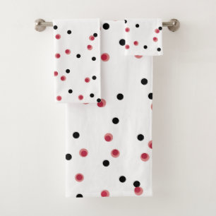 Retro Cherry Pop Mid-Century Dots Bath Towel Set