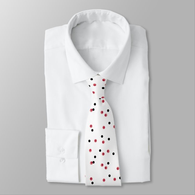 Retro Cherry Pop Mid-Century Dots   Tie (Tied)
