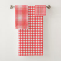 Retro Cherry Red Gingham Plaid Pattern