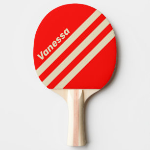 Retro Cherry Three Angled Striping with Name Ping Pong Paddle