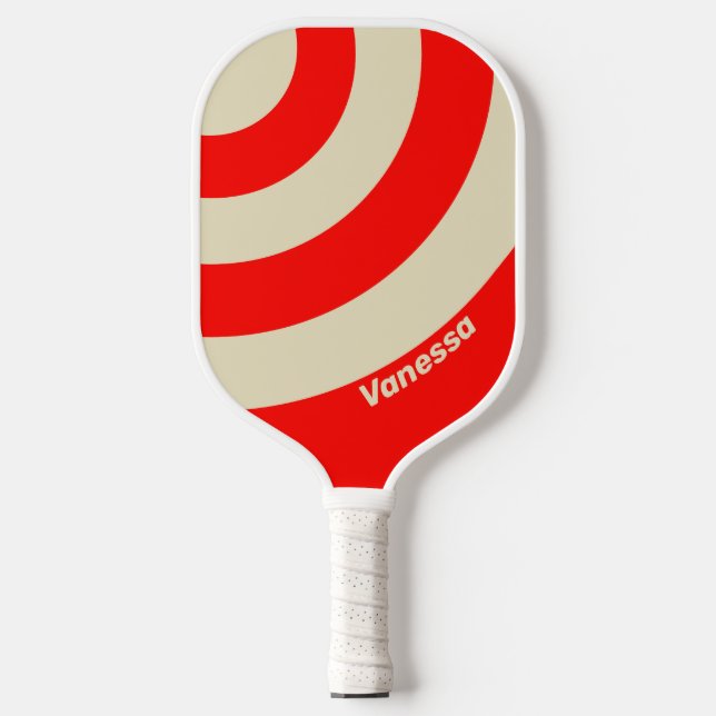 Retro Cherry Three Circle Stripe with Name Pickleball Paddle (Front)
