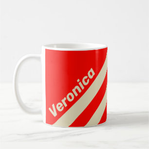 Retro Cherry Three Stripes with Name Coffee Mug
