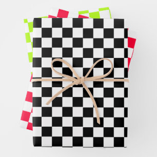 Retro Chess Chequered Pattern 1960s Wrapping Paper Sheet